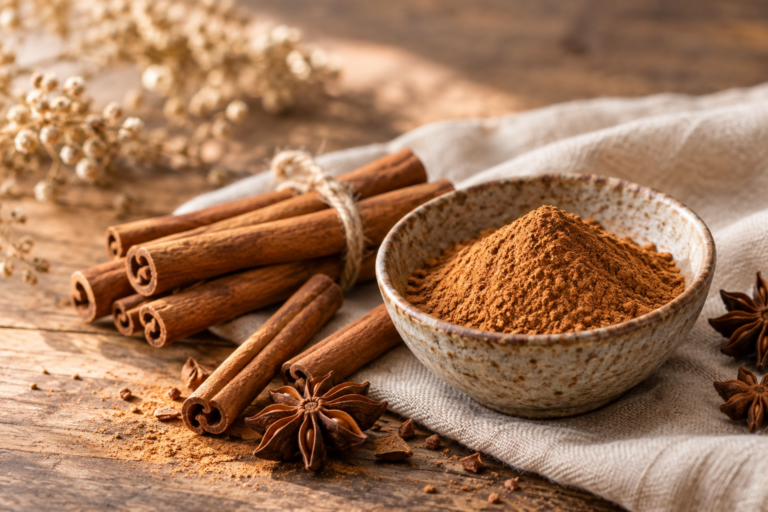 تصویر چوب دارچین و پودر دارچین